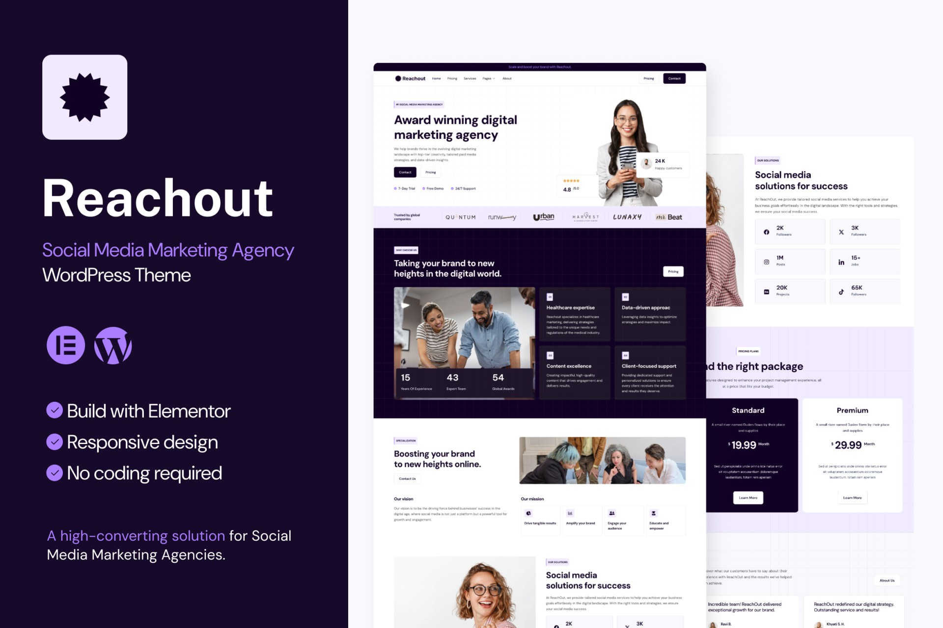 Reachout - Social Media Marketing Agency WordPress Theme